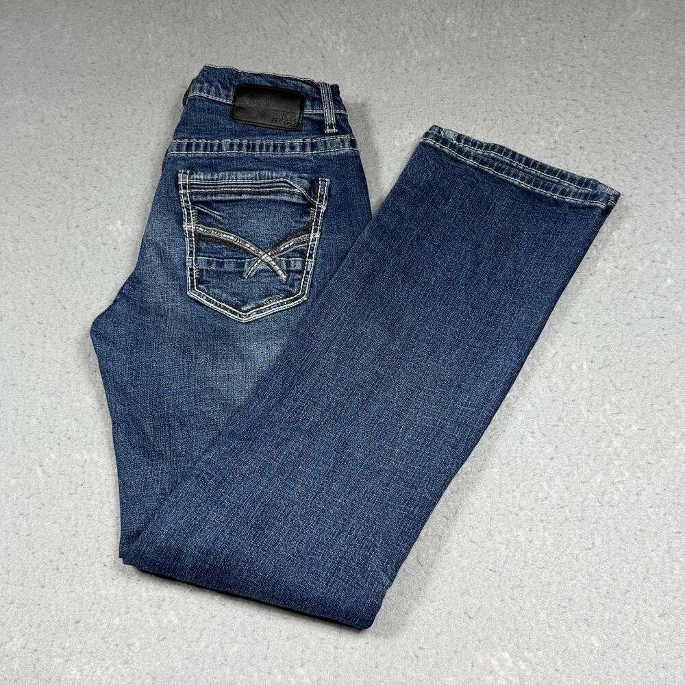 Buckle BKE Aiden Straight Jeans Mens Size 31 Blue Stretch Denim Thick Stitch